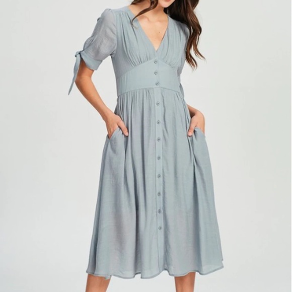 Honey Boutique Essue Blue Dress with Buttons Small - Picture 15 of 15